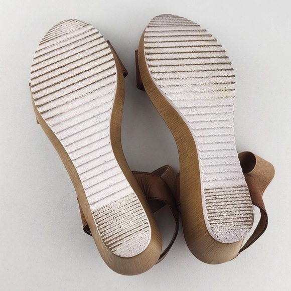 dsd Wedge Straps Sandals Tan Leather Lightweight Elasticized Ankle Size 38 - Picture 12 of 13